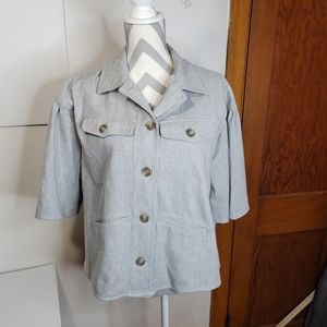 Current Air by Anthropologie Cropped Flutter Sleeve Jacket/shirt size XS gray